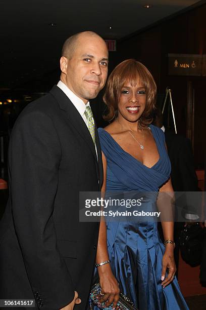 Newark Mayor Cory Booker and Gayle King during The 27th Annual One Hundred Black Men Benefit Gala at New York Hilton Hotel at 1335 Avenue of the...