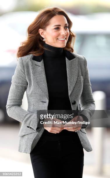 Catherine, Duchess of Cambridge visits Coach Core Essex at Basildon Sporting Village on October 30, 2018 in London, England.