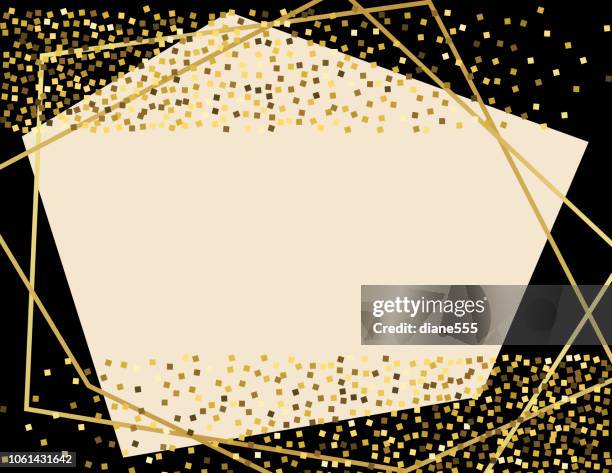 art deco frame on geometric background with glitter - art deco shapes stock illustrations