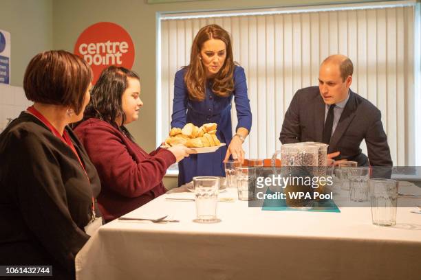 Prince William, Duke of Cambridge and Catherine, Duchess of Cambridge visit Quarry View one of Centrepoint's services, which supports homeless young...