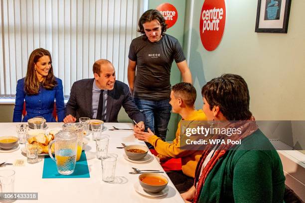 Prince William, Duke of Cambridge and Catherine, Duchess of Cambridge visit Quarry View one of Centrepoint's services, which supports homeless young...