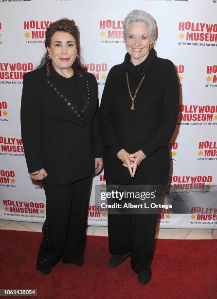Founder/President Donelle Dadigan of the Hollywood Museum and actress Lee Meriwether arrive for the 20th Century Superhero Legends Exhibit "Dedicated...