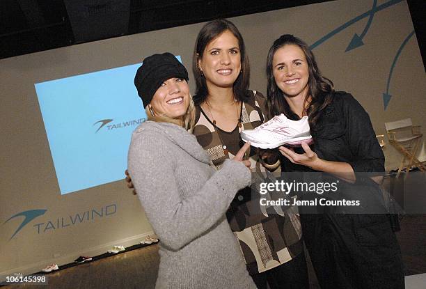 Hope Solo, Logan Tom and Brandi Chastain with the new Nike Tailwind Shoe