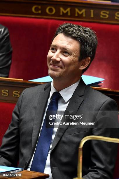 Secretary of State to the Prime Minister and Government Spokesman Benjamin Griveaux looks on as ministers answer deputies during the weekly session...