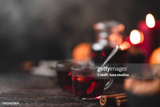 traditional swedish glögg mulled wine at christmas - mulled wine stock pictures, royalty-free photos & images