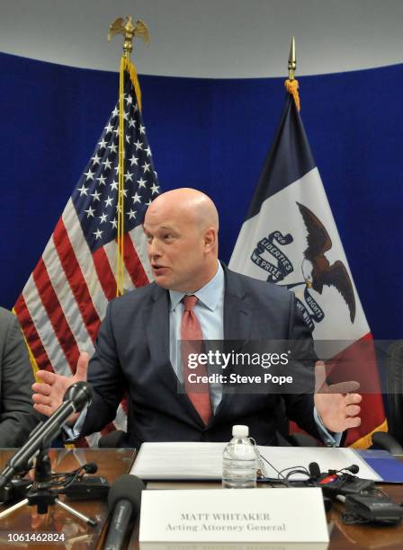 Acting Attorney General Matthew G. Whitaker, gives brief remarks to state and local law enforcement on efforts to combat violent crime and the opioid...