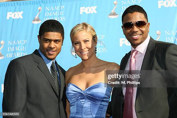 Pooch Hall, Brittany Daniel and Hosea Chanchez during 38th Annual NAACP Image Awards - Arrivals at Shrine Auditorium in Los Angeles, California,...