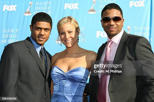 Pooch Hall, Brittany Daniel and Hosea Chanchez during 38th Annual NAACP Image Awards - Arrivals at Shrine Auditorium in Los Angeles, California,...