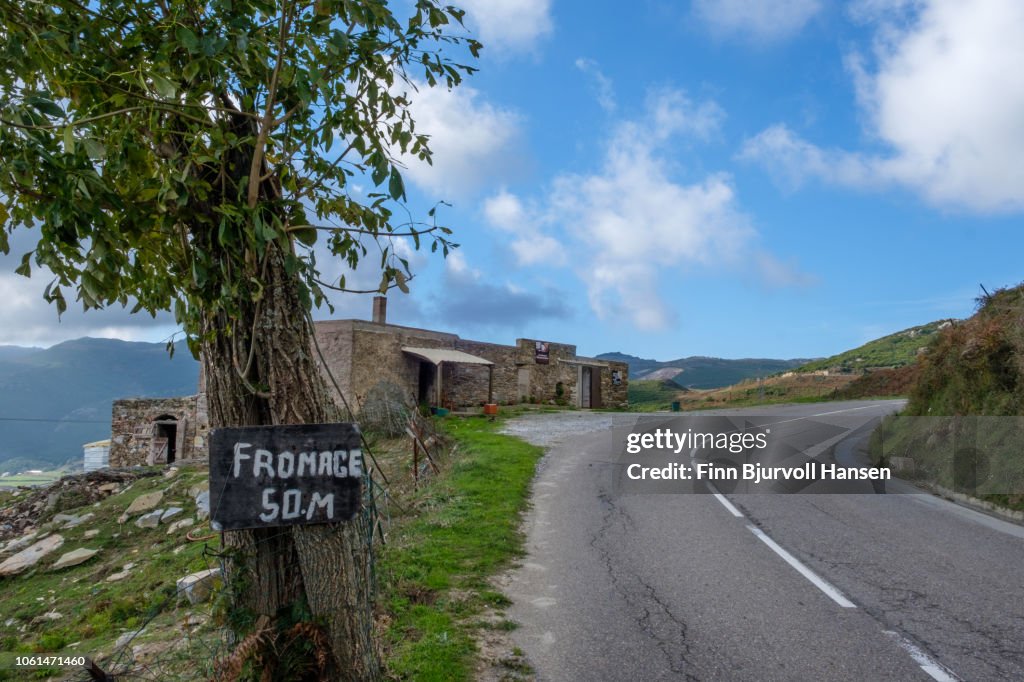 Old abandonned cheese shop on the road at Cap Corse in Corsica