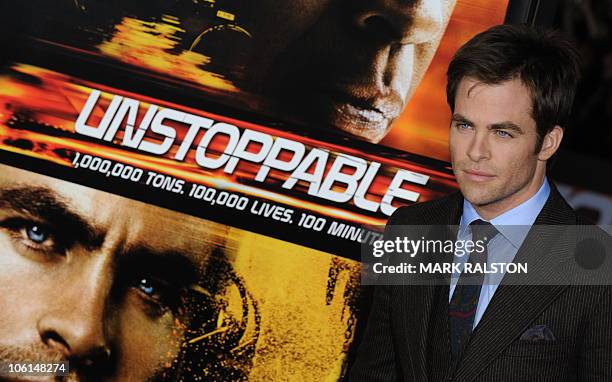 Actor Chris Pine arrives on the red carpet for the premiere of the film "Unstoppable", in which he has a role, at the Regency Village Theater in Los...