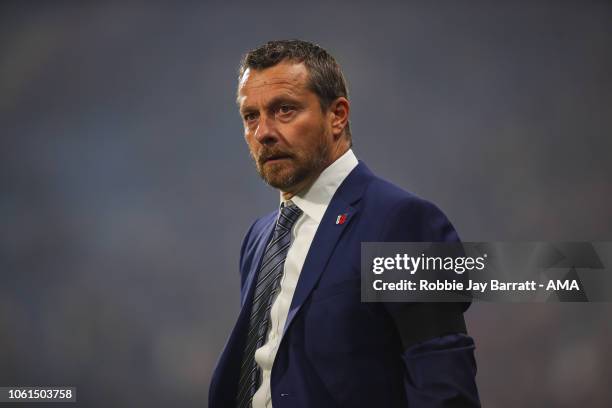 Slavisa Jokanovic the head coach / manager of Fulham during the Premier League match between Huddersfield Town and Fulham FC at John Smith's Stadium...