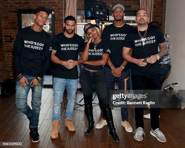 Randy Bowden, Baggy Large, Azia Toussaint, Perks, and DJ Envy attend Who's Got the Juice - Hustle In Brooklyn on November 14, 2018 in the Brooklyn...