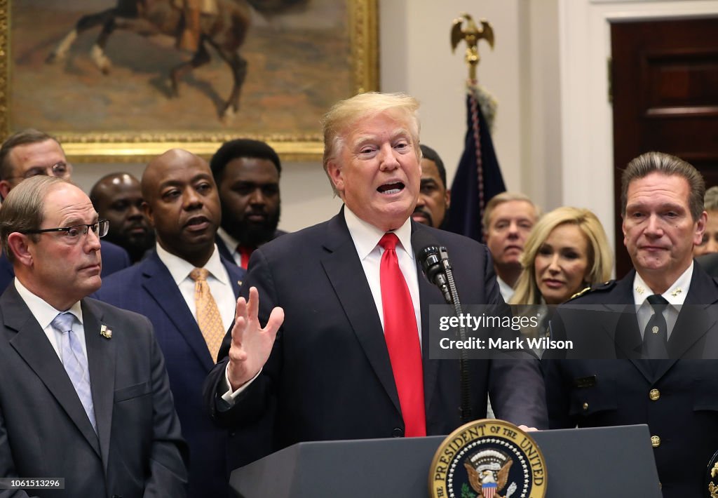 President Trump Makes Announcement On The "First Step Act" In the Roosevelt Room Of The White House