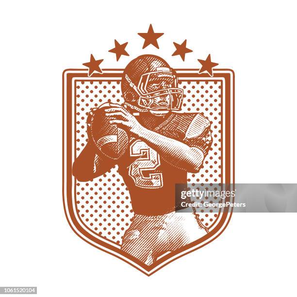 american football quarterback passing football, flat design - 2018 yankee logo stock illustrations