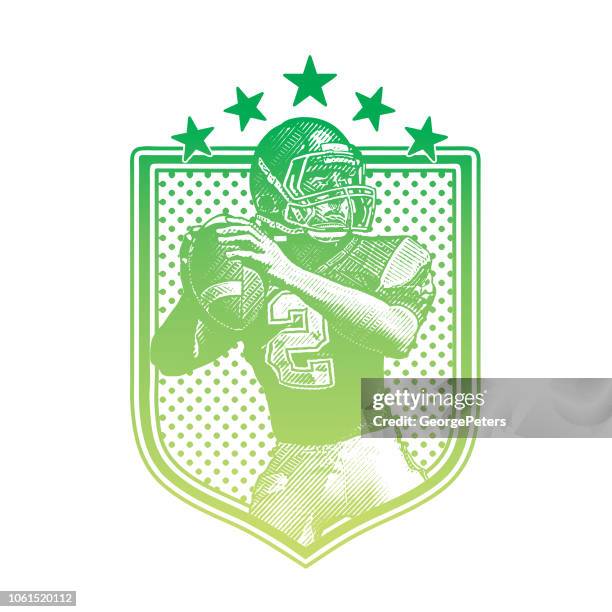 american football quarterback passing football, flat design - american football uniform stock illustrations