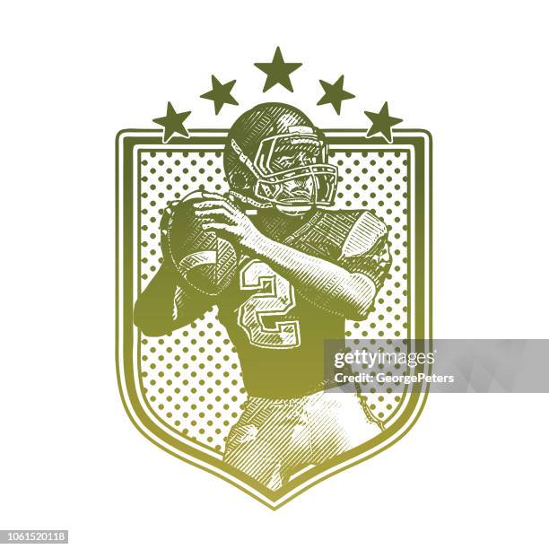 american football quarterback passing football, flat design - 2018 yankee logo stock illustrations