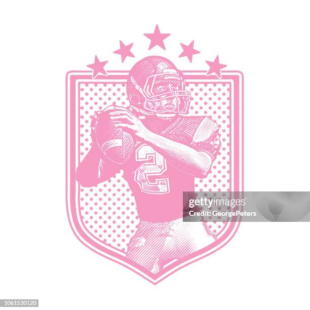 american football quarterback passing football, flat design - 2018 yankee logo stock illustrations