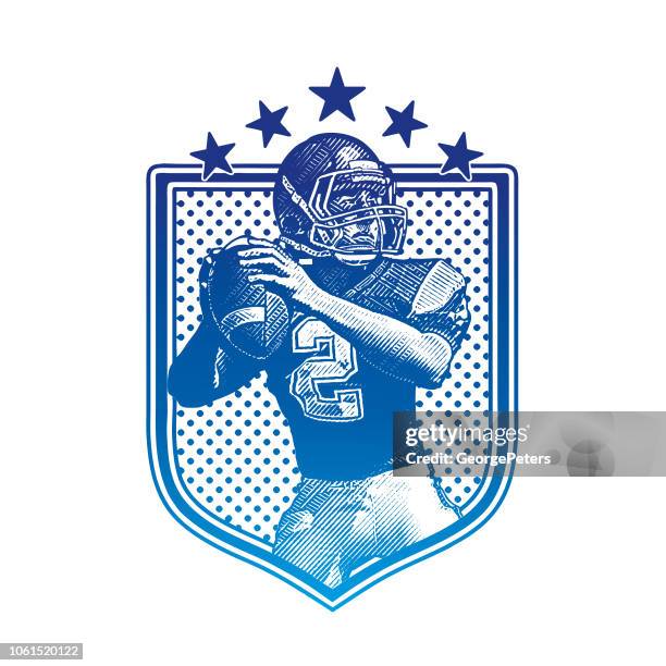 american football quarterback passing football, flat design - 2018 yankee logo stock illustrations