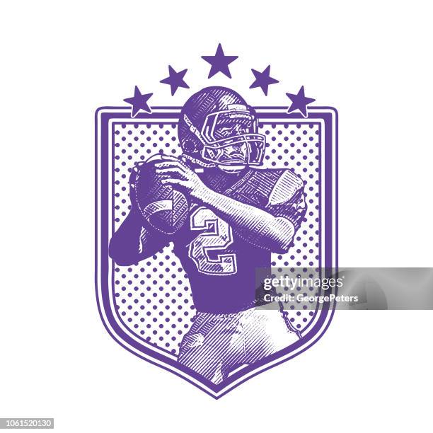 american football quarterback passing football, flat design - 2018 yankee logo stock illustrations