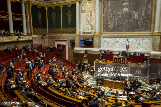 General view of the French National Assembly during a session of questions to the government at the National Assembly.