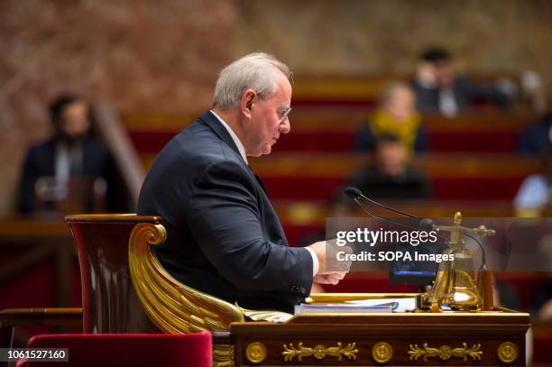 Vice-president of French Assembly Maurice Leroy seen attending a session of questions to the government at the National Assembly.