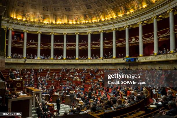 General view of the French National Assembly during a session of questions to the government at the National Assembly.