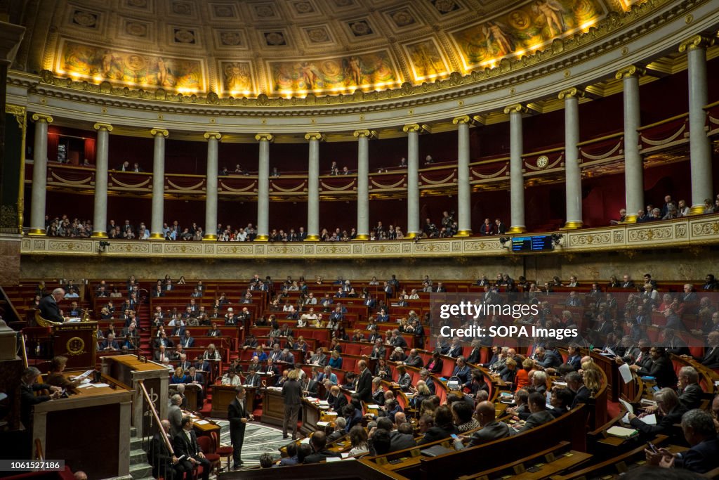 General view of the French National Assembly during a...