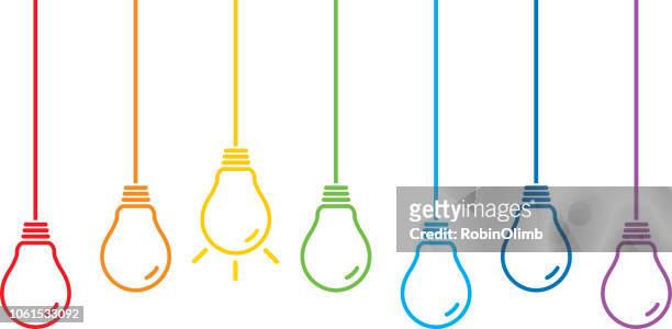 illustrations, cliparts, dessins animés et icônes de accrocher la ligne colorée art ampoules - suspendre