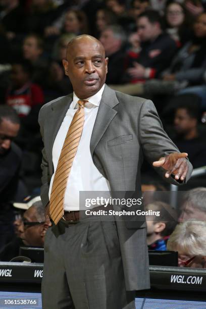 Cleveland Cavaliers head coach Larry Drew looks on during the game against the Washington Wizards on November 14, 2018 at Capital One Arena in...