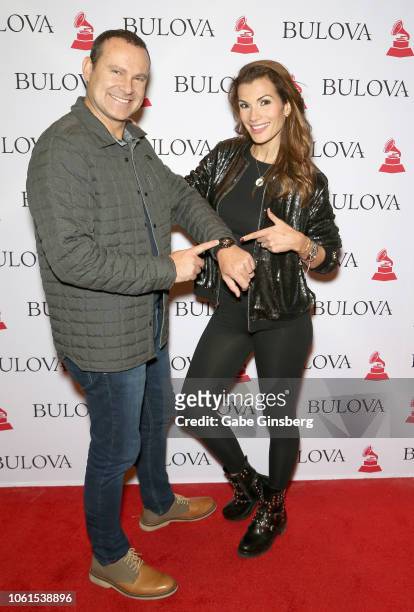 Alan Tacher and Cristina Bernal attend the gift lounge during the 19th annual Latin GRAMMY Awards at MGM Grand Hotel & Casino on November 14, 2018 in...
