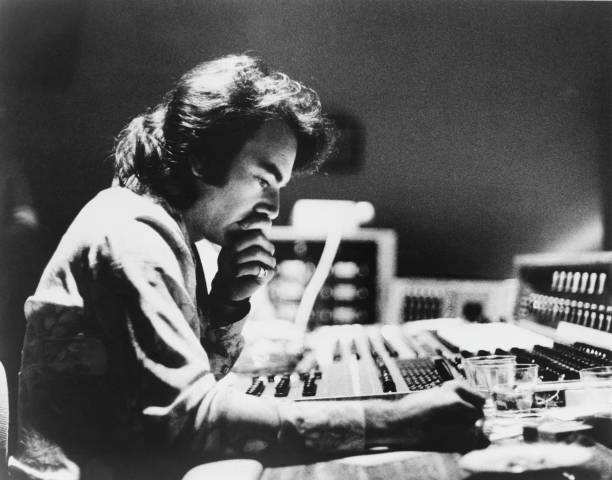 American singer and songwriter Neil Diamond in a recording studio, circa 1975.