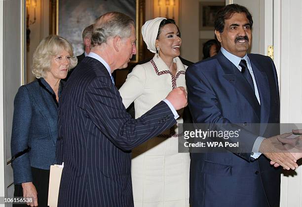 Camilla, Duchess of Cornwall, Prince Charles, Prince of Wales, Sheikha Mozah bint Nasser Al-Missned and His Highness the Emir of the State of Qatar,...