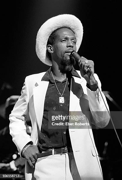 Reggae singer Gregory Isaacs performs live on stage at The Savoy in New York City on November 02 1981