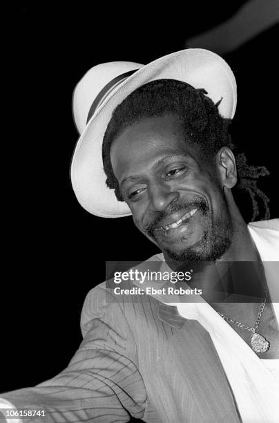 Reggae singer Gregory Isaacs performs live on stage at Radio City Music Hall in New York City on March 31 1985