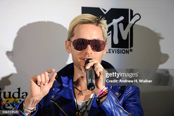 Jared Leto of the band 30 Seconds to Mars attends the 2010 MTV World Stages press conference at the W Mexico City on August 25, 2010 in Mexico City,...