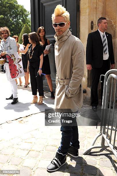 Jared Leto arrives at the Dior show as part of Paris Fashion Week Fall/Winter 2011 at Musee Rodin on July 5, 2010 in Paris, France.
