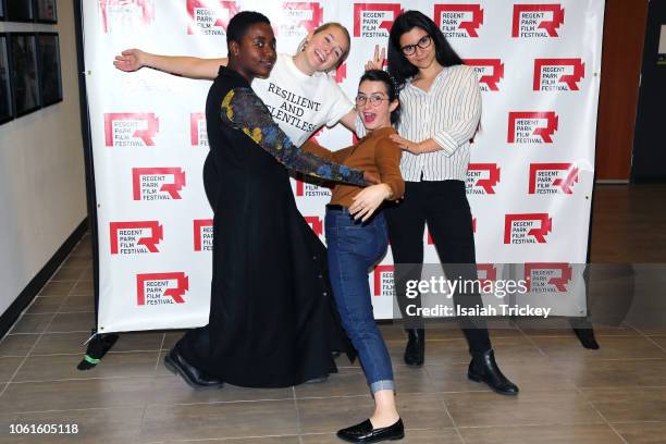 Filmmakers Kourtney Jackson, Maddy Pilon, Rebeca Ortiz and Kayla Resendes attend the 16th Annual Regent Park Film Festival at Daniel's Spectrum on...