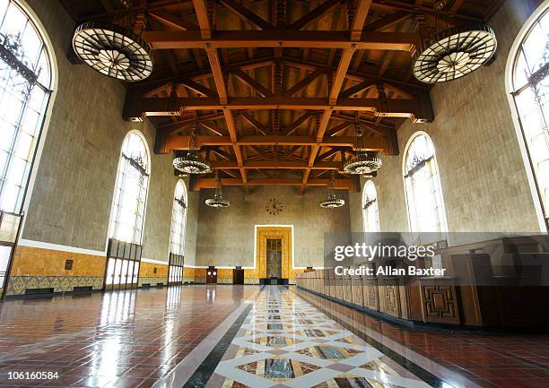 interior of los angeles union station. - union station los angeles stock pictures, royalty-free photos & images