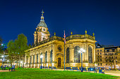 Night view of the Cathedral of Saint Philip in Birmingham, England