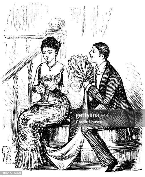 british london satire caricatures comics cartoon illustrations - man proposing indoor stock illustrations