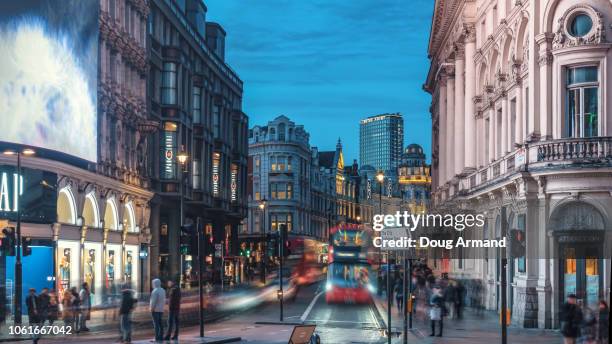 shaftesbury avenue at night, london, uk - circus icon stock pictures, royalty-free photos & images