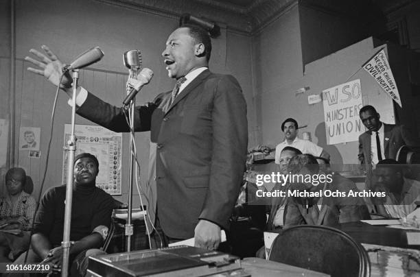 American civil rights activist Martin Luther King Jr. Addresses a meeting in Chicago, Illinois, 27th May 1966.