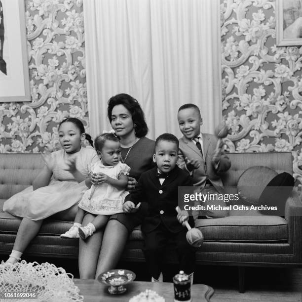 Yolanda , Martin Luther King III , Dexter and Bernice , the children of civil rights activist Martin Luther King Jr. With their mother Coretta Scott...