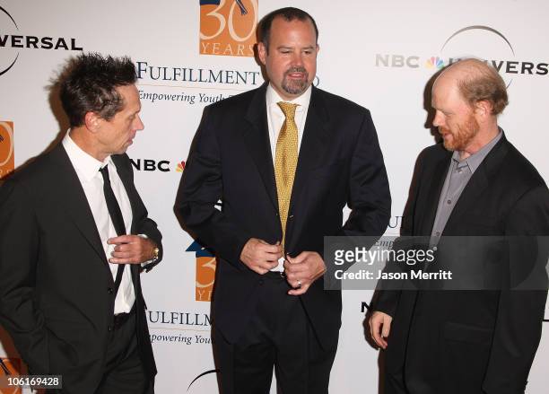 Producer Brian Grazer; Marc Shmuger, Chairman of Universal Pictures, Honoree; and director Ron Howard arrive at the Fulfillment Fund STARS 2007...
