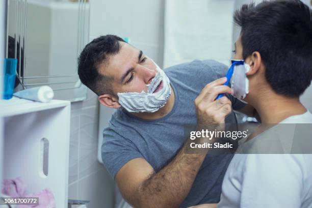 we are best friends - shaving stock pictures, royalty-free photos & images