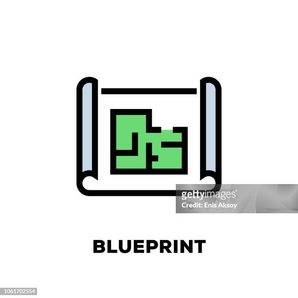 stockillustraties, clipart, cartoons en iconen met blauwdruk lijn pictogram - 2018 blueprint
