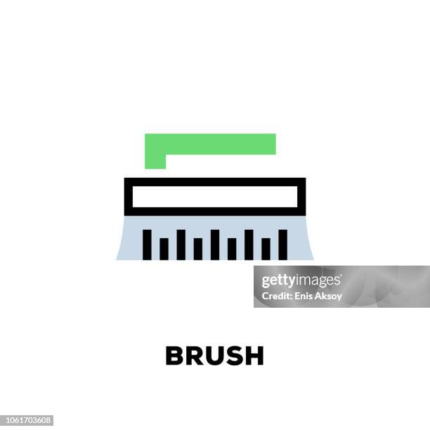 brush line icon - cat brush stock illustrations