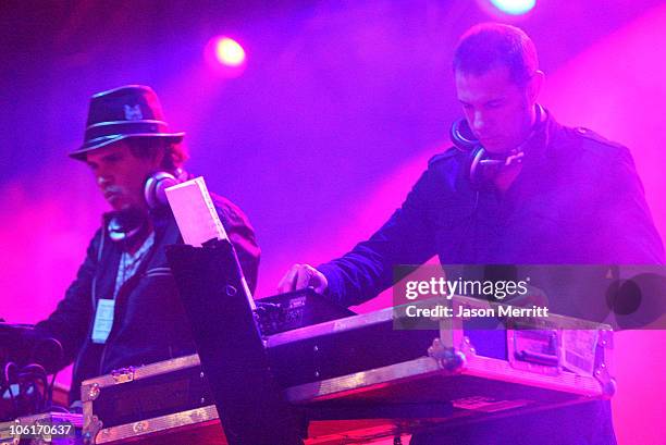 Musicians Rob Garza and Eric Hilton of "Thievery Corporation" perform during the Vegoose Music Festival 2007 at Sam Boyd Stadium on October 27, 2007...
