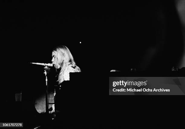 Singer and musician Gregg Allman of American rock group The Allman Brothers Band performs at the last night at Fillmore East, a nightclub on Second...