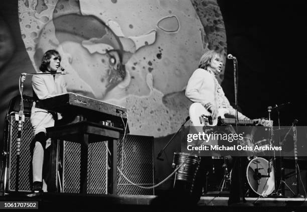 Organist Doug Ingle and bass player Lee Dorman of American rock band Iron Butterfly in concert, circa 1967.